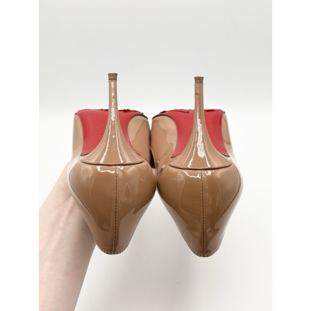 Christian Louboutin Kate 70 Nude Patent Leather Pointed Toe Stiletto Heels EU 36 - Picture 10 of 15